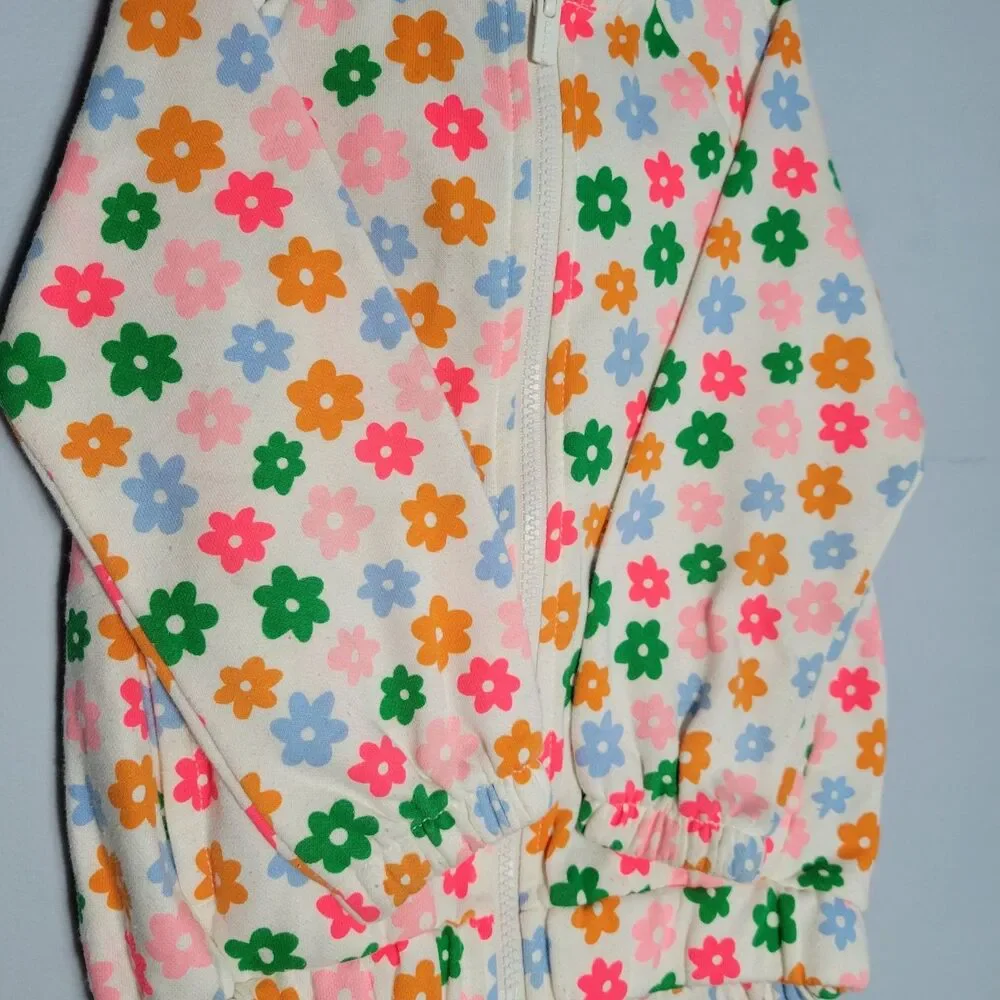 Old Navy Colorful Flower Zipper Hoodie And Pants Set Toddler 4T